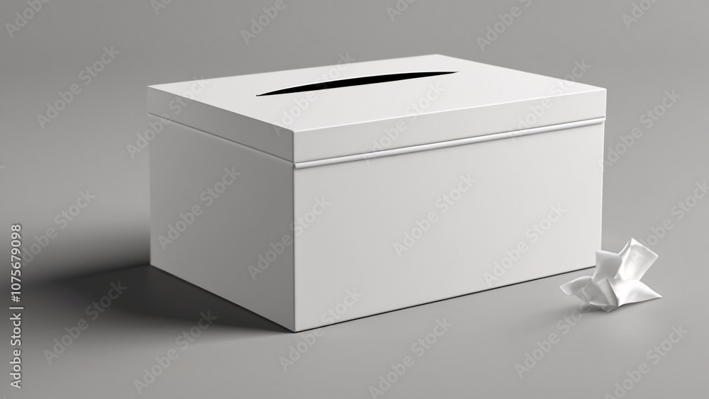 White Tissue Box on Minimalist Background. A simple white tissue box with one tissue pulled out, set against a neutral gray background in a minimalist style.
White Tissue Box on Minimalist Background. A simple white tissue box with one tissue pulled out, set against a neutral gray background in a minimalist style.