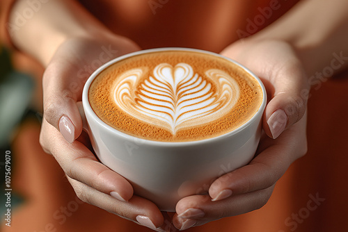 A cozy latte with heart-shaped art, perfect for cafe promotions, coffee shop branding, relaxation campaigns, and holiday marketing with a warm, inviting feel.