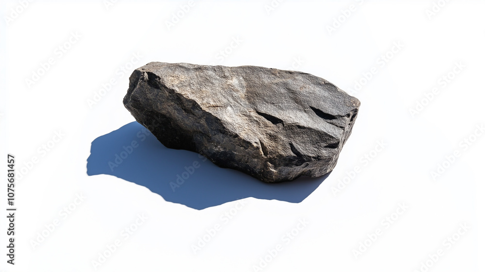 Jagged rock casting a bold shadow against a blank background. Jagged rock casting a bold shadow against a blank background.