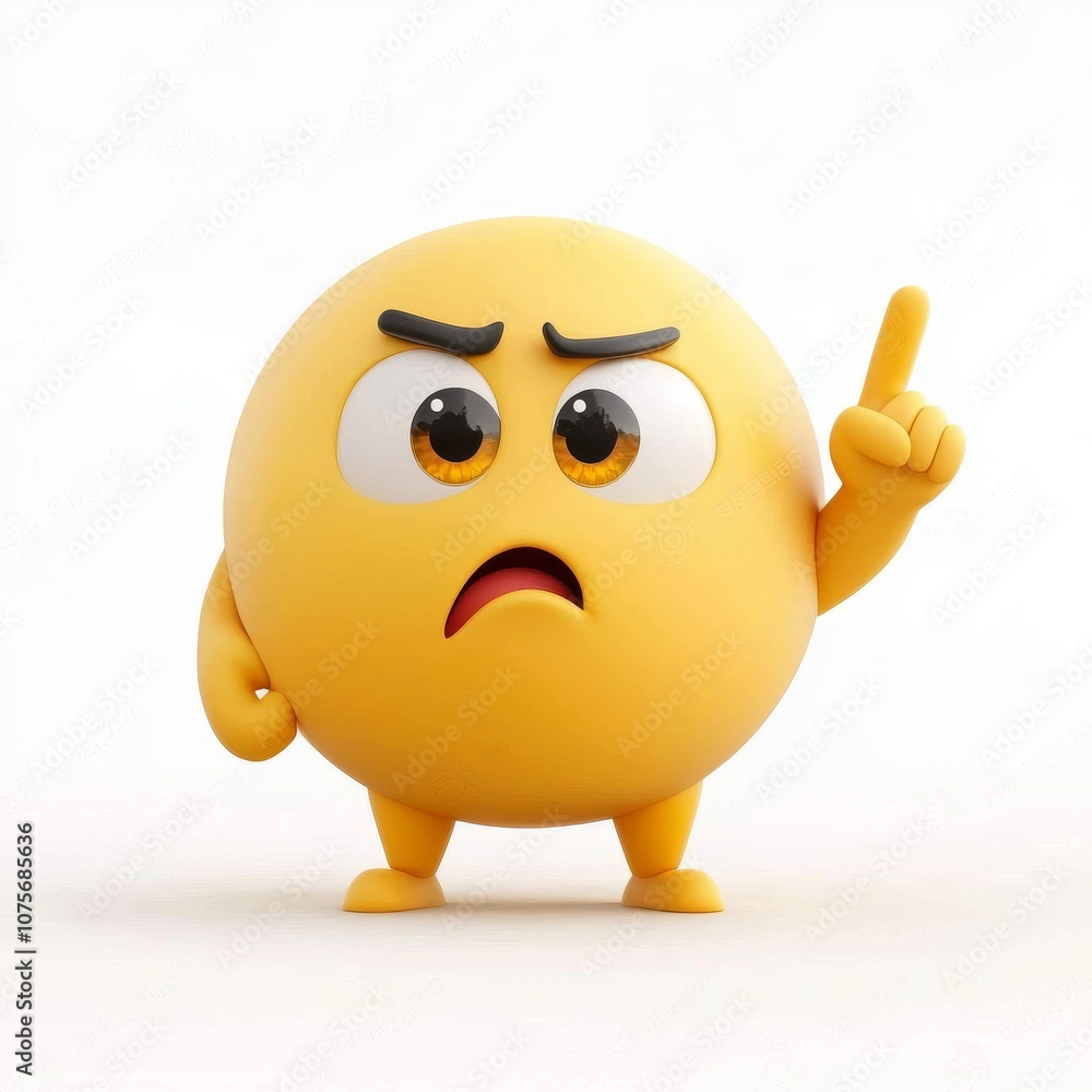 Isolated white background with thinking emoji face with hand on chin Isolated white background with thinking emoji face with hand on chin