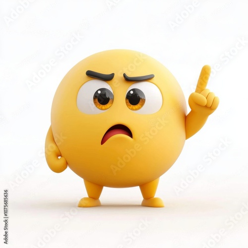 Isolated white background with thinking emoji face with hand on chin