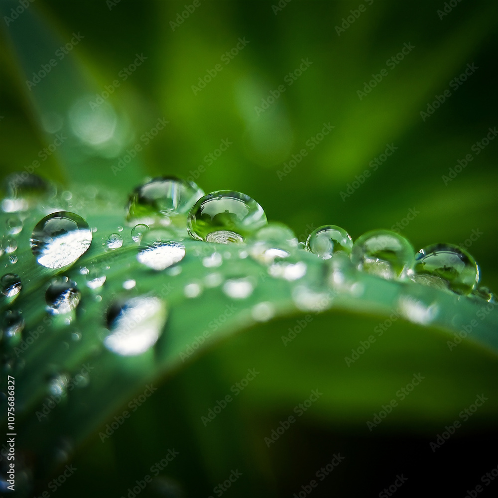Morning dews on a green grass blurred background water droplets macro shot Morning dews on a green grass blurred background water droplets macro shot