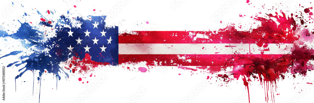 vibrant artistic representation of American flag with splashes of color, symbolizing patriotism and creativity vibrant artistic representation of American flag with splashes of color, symbolizing patriotism and creativity