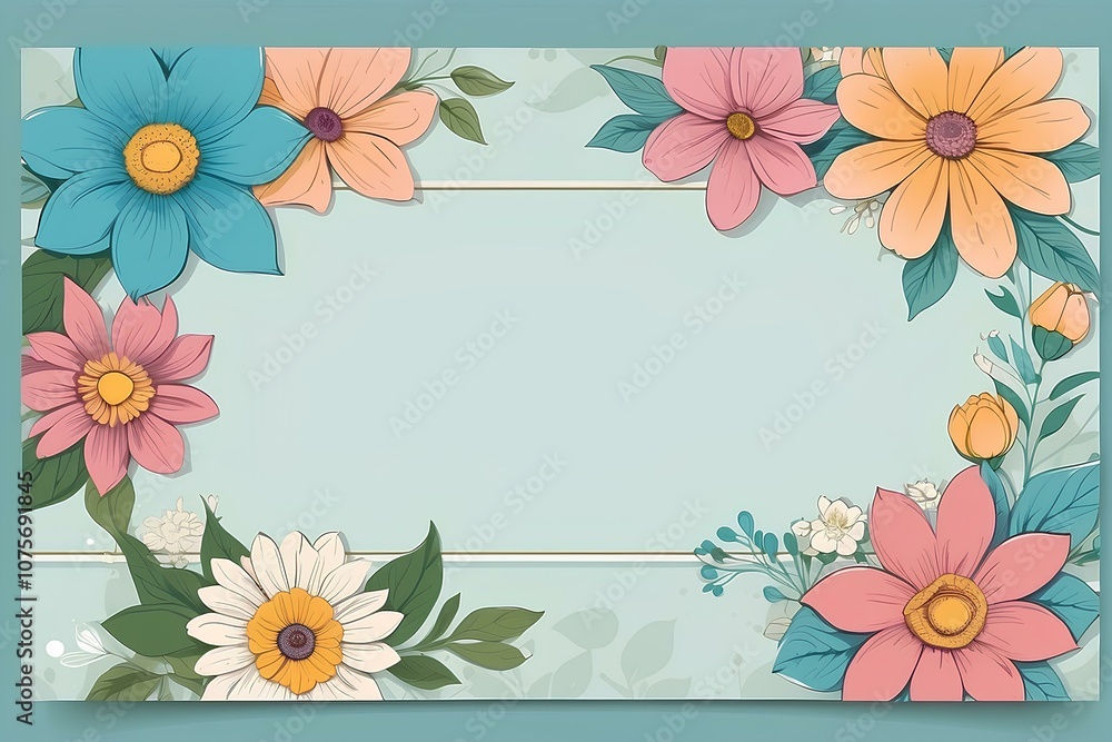 floral-themed banner with pastel pink and blue flowers arranged on a light background for a soft and delicate style floral-themed banner with pastel pink and blue flowers arranged on a light background for a soft and delicate style
