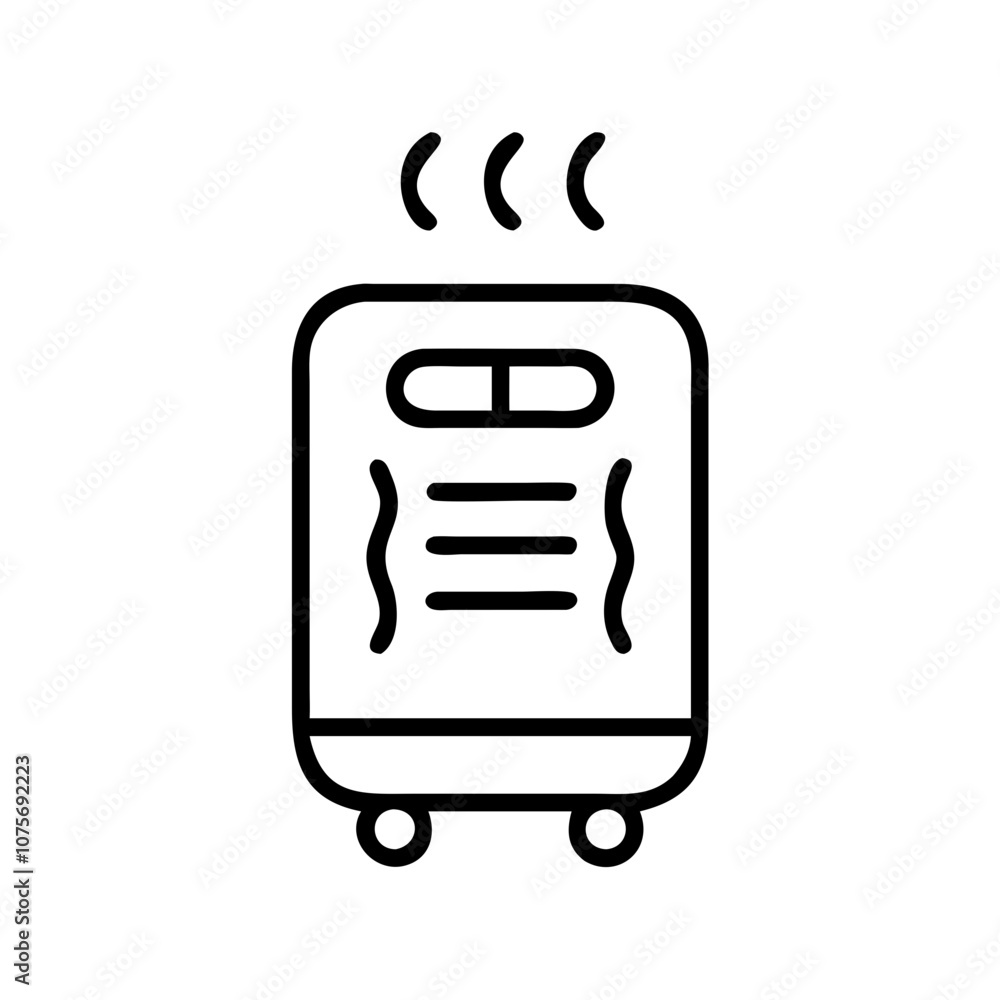 Portable heater icon outline with heat waves Portable heater icon outline with heat waves