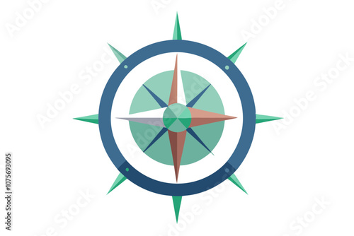 Minimalist Line Drawing of Compass (Wind Rose) - Flat Vector Illustration