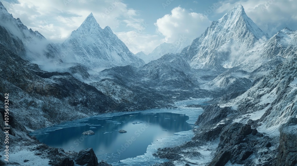 custom made wallpaper toronto digitalMajestic Himalayan Glacial Lakes, stunning turquoise waters nestled among towering snow-capped peaks, showcasing the awe-inspiring beauty of high-altitude landscapes.