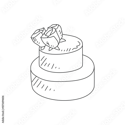 Sketch drawing of wedding cake vector illustration. Wedding party symbol illustration simple sketch style vector concept.  Wedding cake design for your promotions and suitable for your asset design.