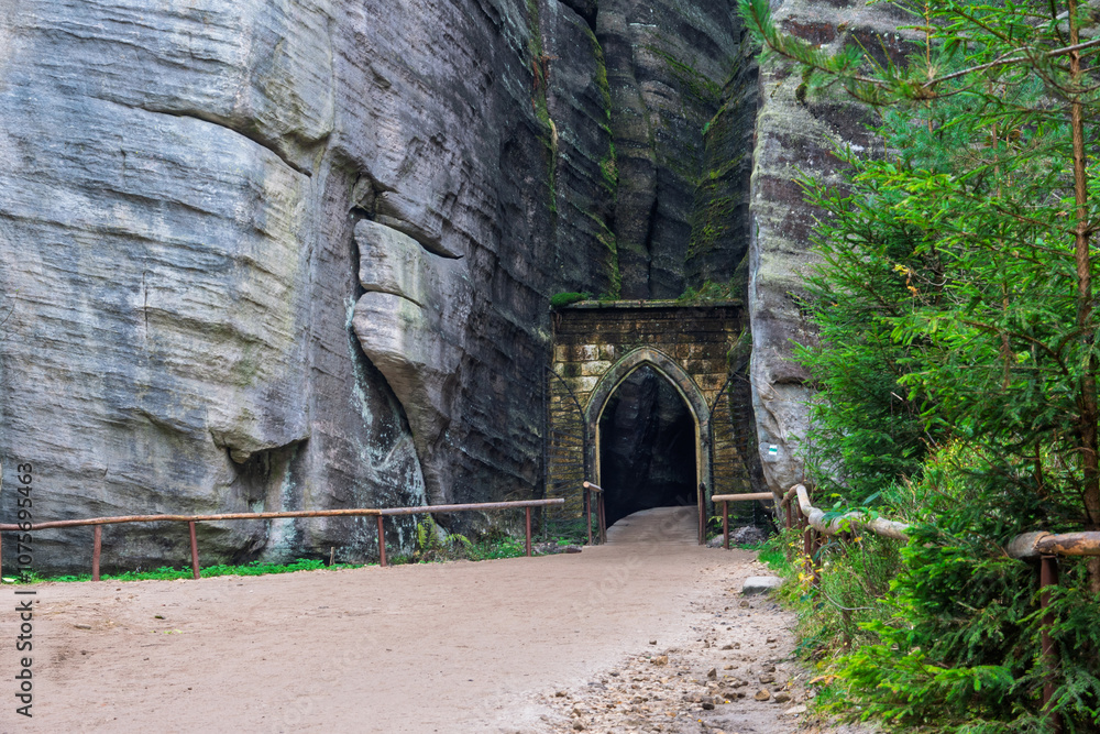 Rock city in Adrspach, Czech Republic. Gothic Gate in Adrspach-Teplice rocks nature park Rock city in Adrspach, Czech Republic. Gothic Gate in Adrspach-Teplice rocks nature park