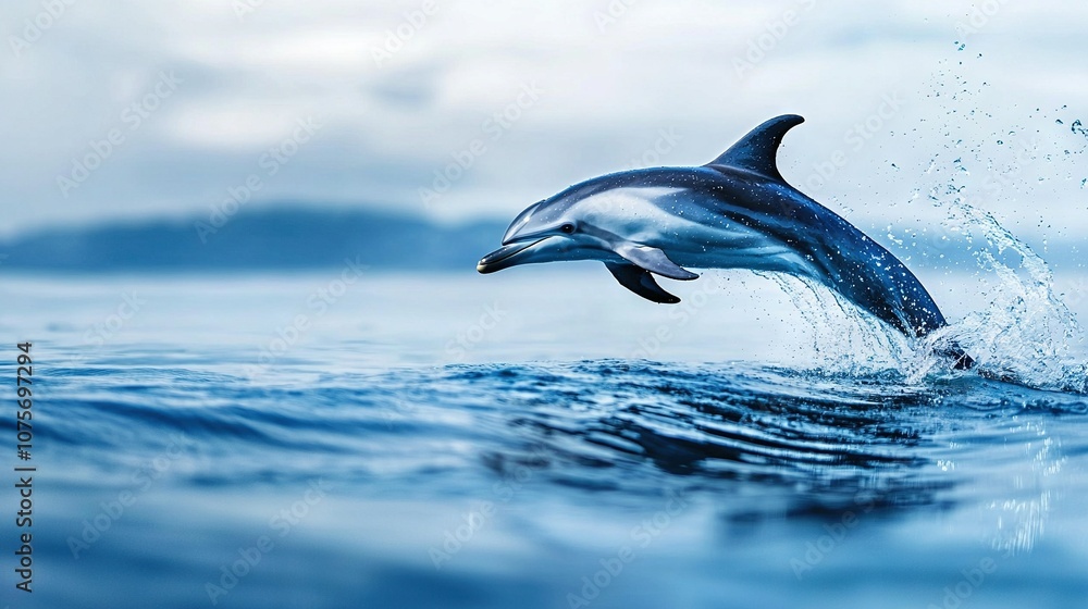 Obraz premium A dolphin leaps from the water with its mouth wide open and head above the surface