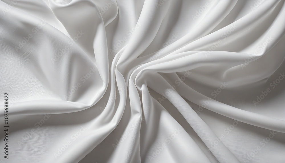 Elegant White Textile Background with Flowing Wavy Folds for Artistic Creations Elegant White Textile Background with Flowing Wavy Folds for Artistic Creations