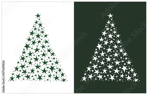 Abstract Christmas tree stars star hand-made postcard set collection vector art Modern Minimal Vector Holiday Greetings