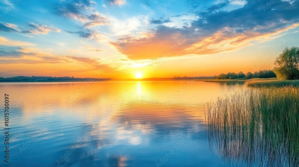 Sunset over Calm Lake