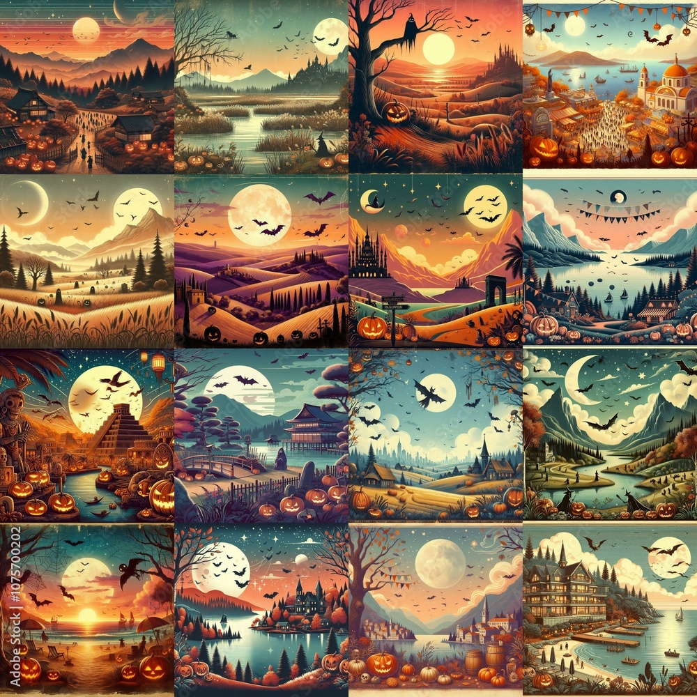 Halloween landscape. AI generated illustration Halloween landscape. AI generated illustration