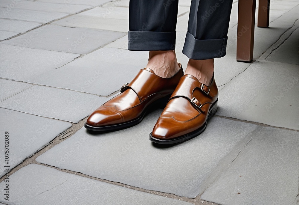 Elegant Brown Leather Double Buckle Shoes Elegant Brown Leather Double Buckle Shoes