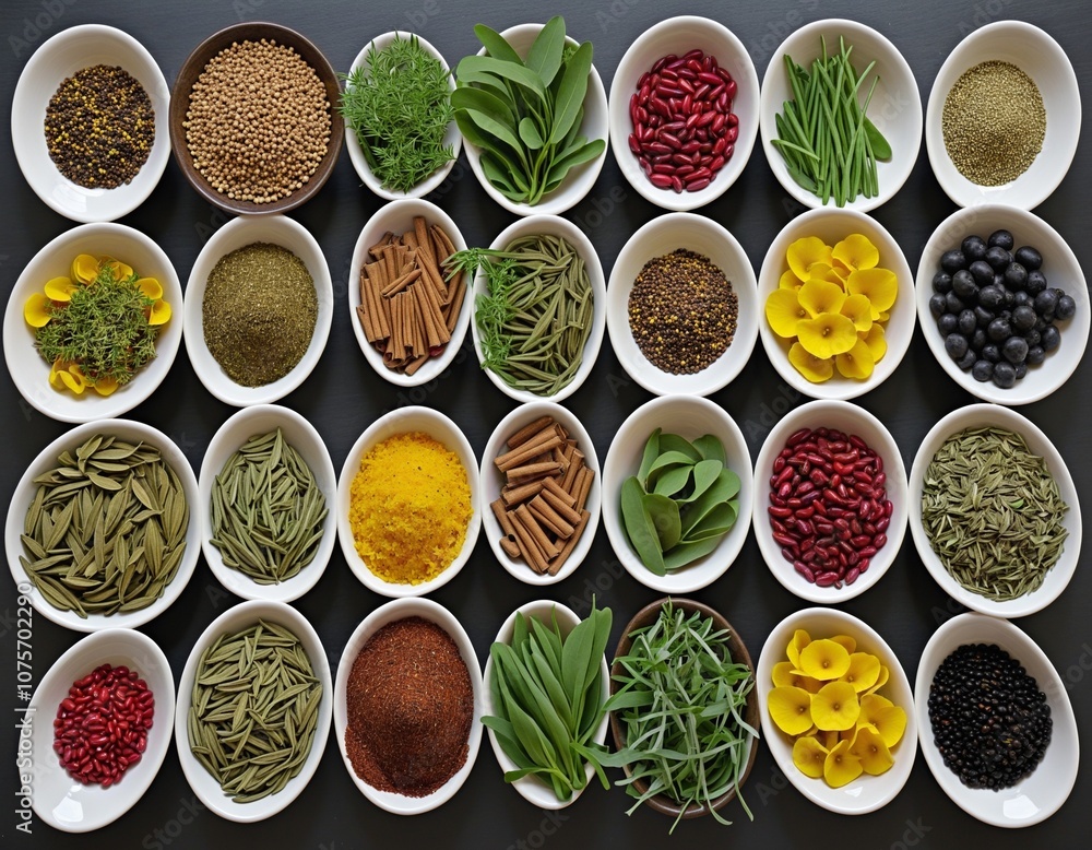 Diverse Spread of Herbs and Spices Diverse Spread of Herbs and Spices
