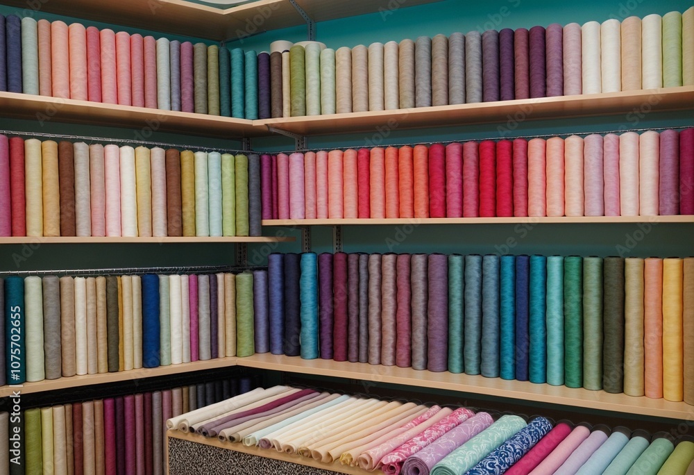 Fototapeta premium Vibrant Fabric Store Interior