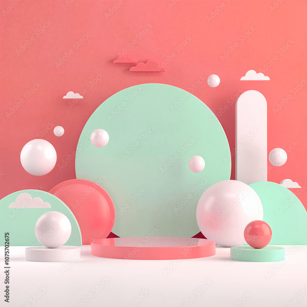 Obraz premium 3D podium in pastel colors for product images