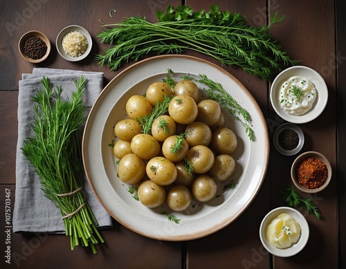 Rustic Boiled Potatoes with Herb Cottage Cheese