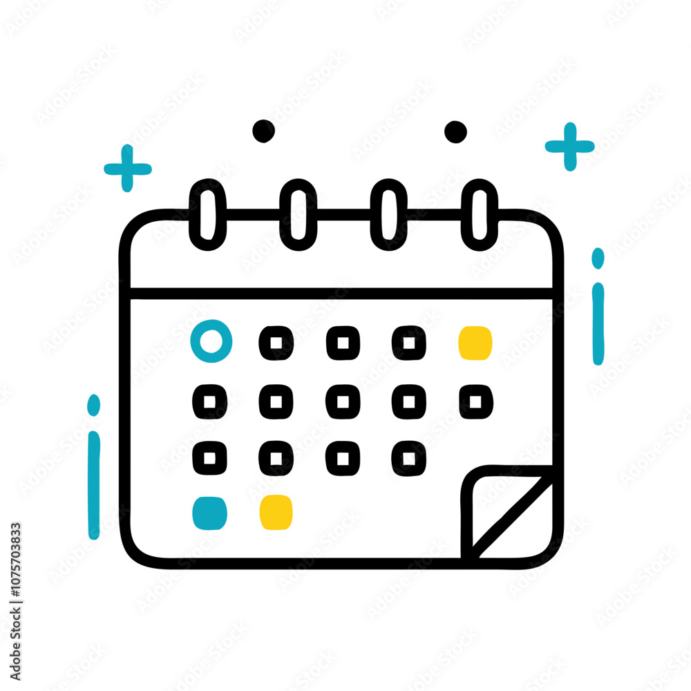 Calendar icon with events marked on white background, planning and organization concept, copy space Calendar icon with events marked on white background, planning and organization concept, copy space