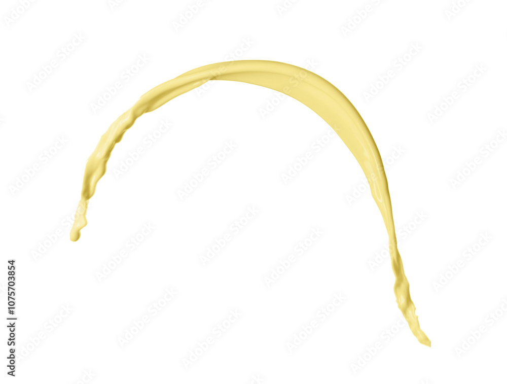 Splash of banana or vanilla milkshake in air on white background Splash of banana or vanilla milkshake in air on white background