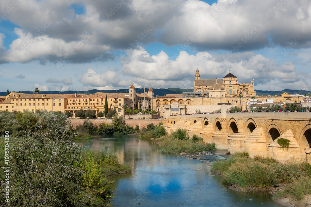 Fototapeta premium The Roman bridge located in the Andalusia region of Spain is known as the old bridge among the public. The history of the Bridge in Cordoba dates back to Roman times.