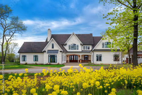 Newly completed residential suburban house in America.