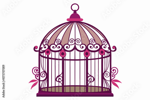 Decorative bird cage on the white background