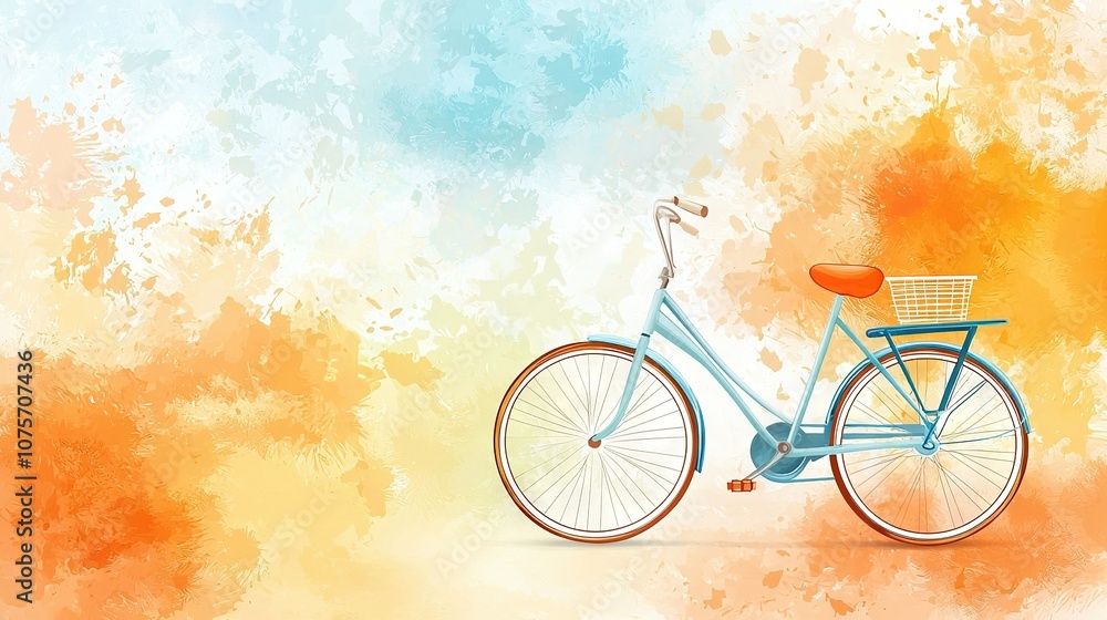Fototapeta premium A blue bicycle with baskets on both sides