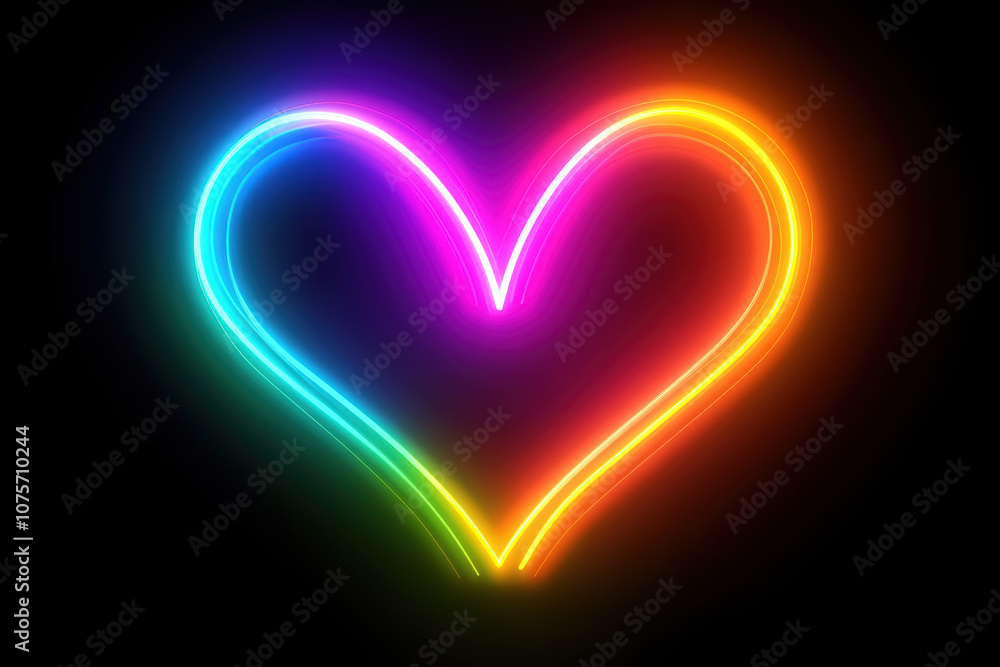 Abstract Heart with Glowing Neon Rays Abstract Heart with Glowing Neon Rays