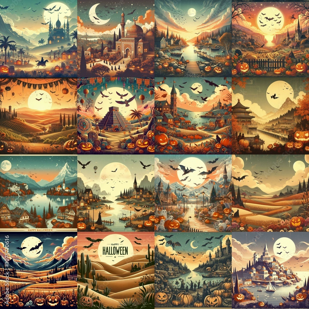 Halloween landscape. AI generated illustration Halloween landscape. AI generated illustration