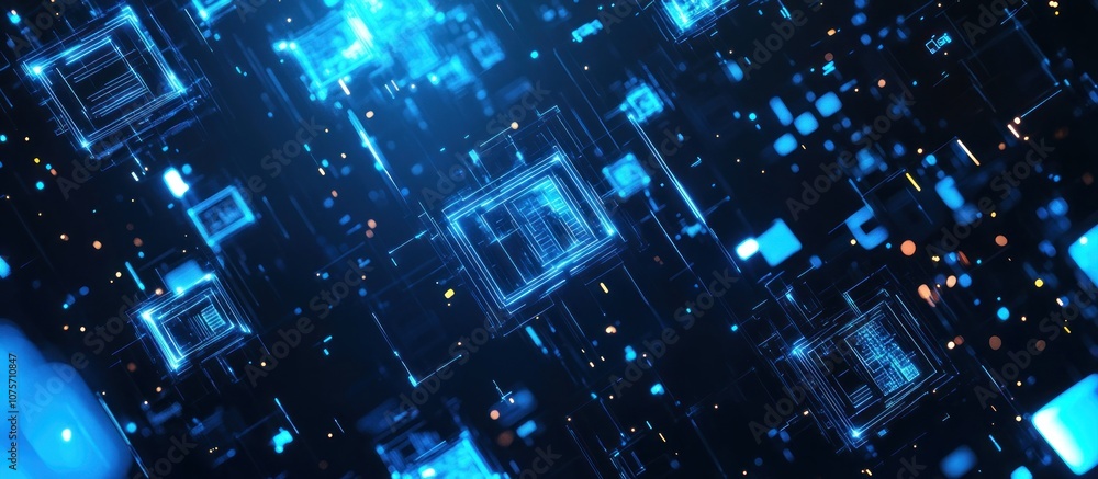 Abstract Digital Circuitry - Glowing Blue Lines Abstract Digital Circuitry - Glowing Blue Lines