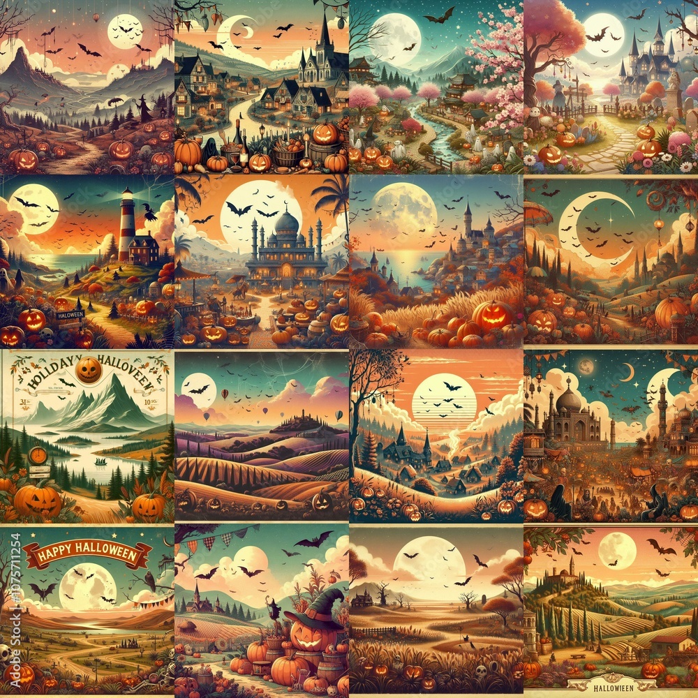 Halloween landscape. AI generated illustration Halloween landscape. AI generated illustration