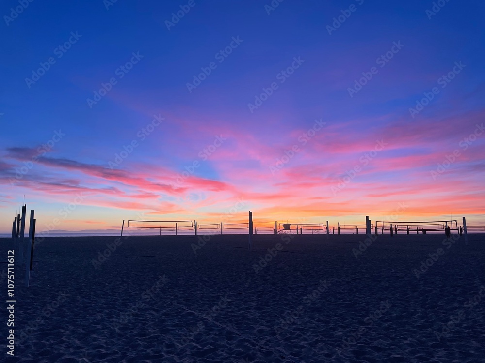 Beautiful Californian sunset at the Beachvolleyball courts Beautiful Californian sunset at the Beachvolleyball courts