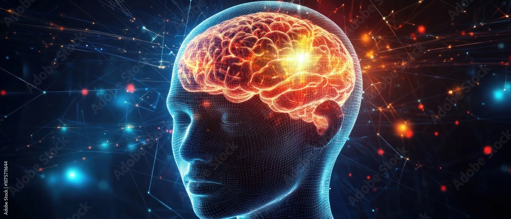 A digital illustration of a human head with a glowing brain, symbolizing intellect and cognition. A digital illustration of a human head with a glowing brain, symbolizing intellect and cognition.