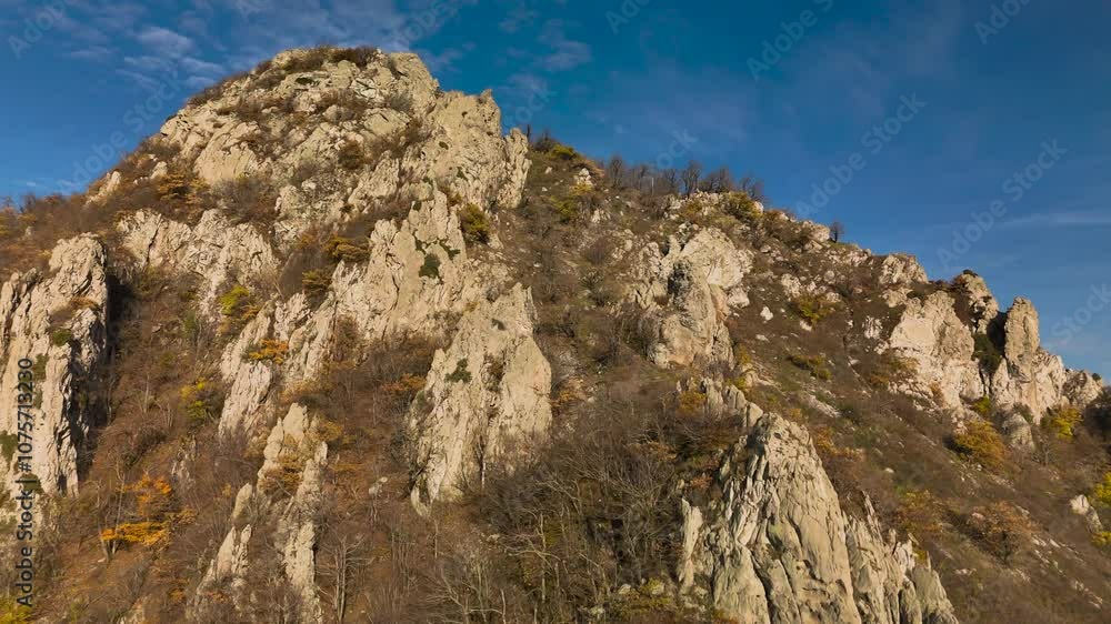 Beautiful aerial view of the picturesque skaals in the highlands. Landscape and nature of the North Caucasus Beautiful aerial view of the picturesque skaals in the highlands. Landscape and nature of the North Caucasus