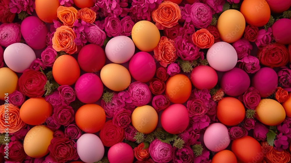 A close-up of a bouquet of flowers with an egg nestled in the center, surrounded by more flowers A close-up of a bouquet of flowers with an egg nestled in the center, surrounded by more flowers