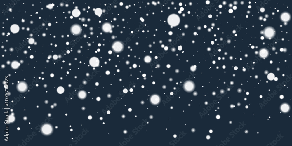 Heavy white snowflakes isolated on a dark blue background. Perfect for winter and festive designs. Vector illustration snow particles shape Heavy white snowflakes isolated on a dark blue background. Perfect for winter and festive designs. Vector illustration snow particles shape