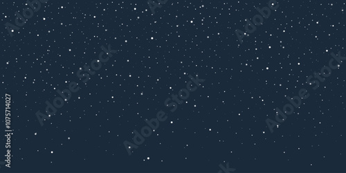 Cartoon white snow particles isolated on dark blue background, perfect for winter and holiday designs concept and template for snowy atmosphere. Winter snow flakes weather. Vector illustration