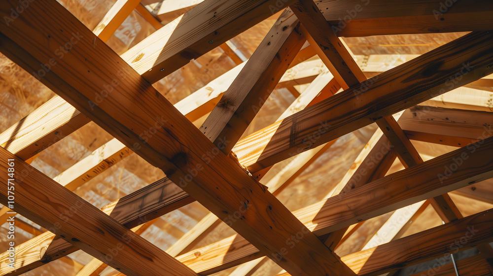 Un motif géométrique de poutres en bois. Un motif géométrique de poutres en bois.