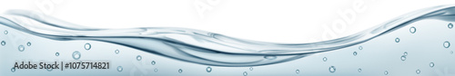 Long translucent water wave with air bubbles, in gray colors, isolated on white background. Transparency only in vector file