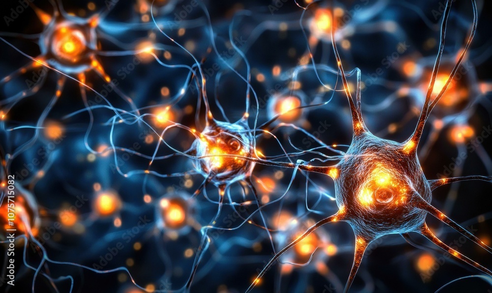 A close-up of a neuron's complex network. AI. A close-up of a neuron's complex network. AI.