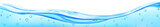 Long translucent water wave with air bubbles, in light blue colors, isolated on white background. Transparency only in vector file