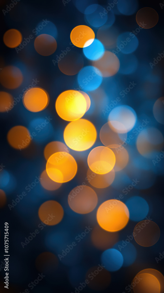Fototapeta premium Beautiful Blue Background with Christmas Garland Bokeh