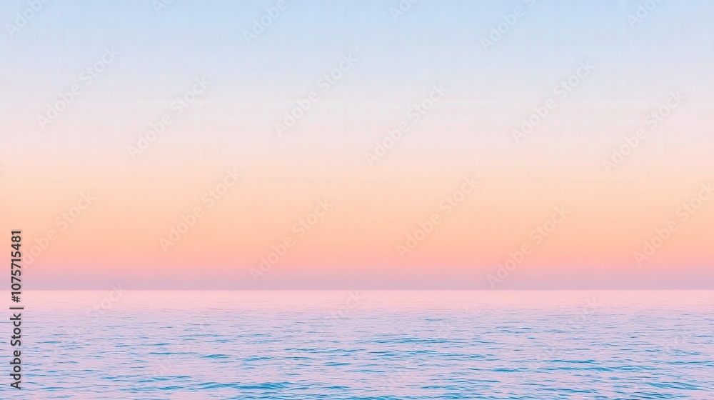 Obraz premium Serene Tranquility of a Pastel Sunset Over Calm Ocean Waves in a Dreamy Horizon with Soft Colors and Gentle Reflections for Peaceful Backgrounds