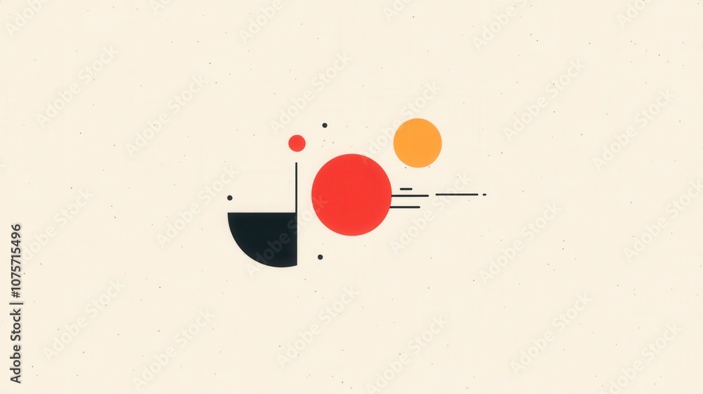 Abstract geometric composition featuring colorful circles and shapes on a minimalistic background for modern design and artistic projects. Abstract geometric composition featuring colorful circles and shapes on a minimalistic background for modern design and artistic projects.