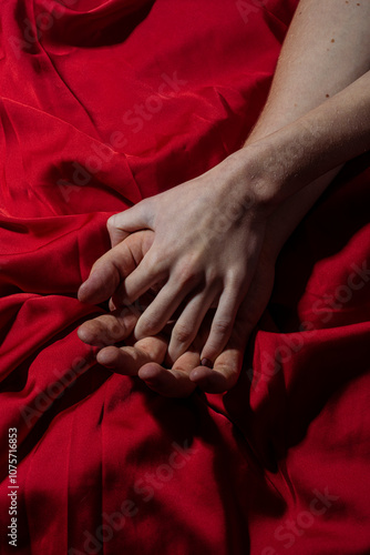 Couple sensual touch. Hands of lovers. Hands of love. Couple in love. Sensual hands concept. Tender couple in bed. Romance. Sensual touch. Sex.