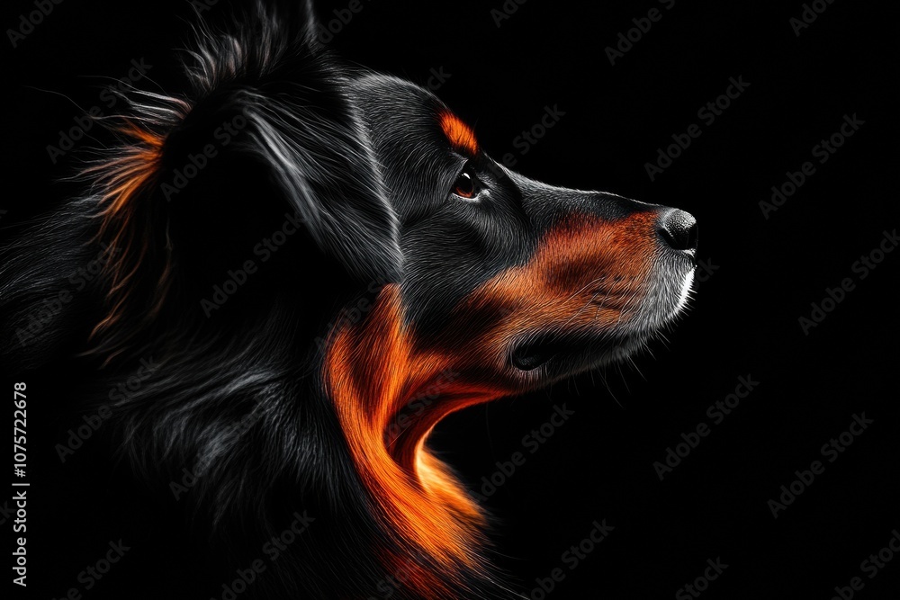 Mystic portrait of bab Border Colliein studio, copy space on right side, Headshot, Close-up View, isolated on black background Mystic portrait of bab Border Colliein studio, copy space on right side, Headshot, Close-up View, isolated on black background