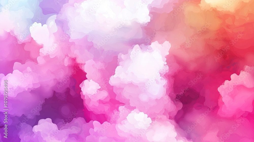 Blurry image of colorful clouds with a white cloud in center Blurry image of colorful clouds with a white cloud in center