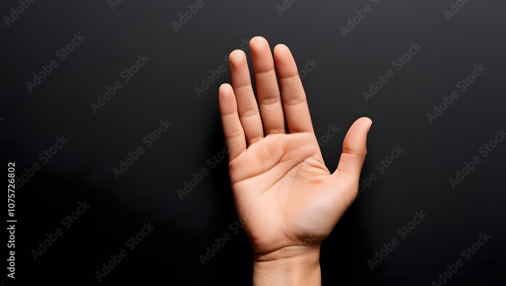 Open hand gesture against dark background, concept of giving or receiving Open hand gesture against dark background, concept of giving or receiving